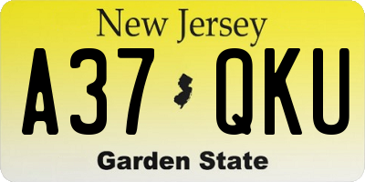 NJ license plate A37QKU