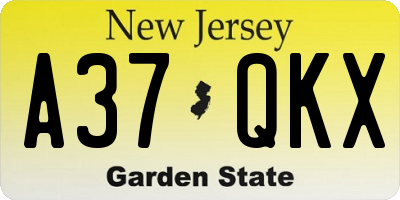NJ license plate A37QKX