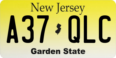 NJ license plate A37QLC