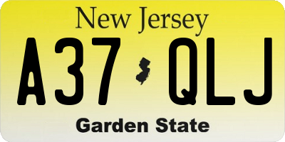 NJ license plate A37QLJ