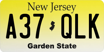 NJ license plate A37QLK