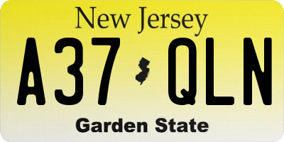 NJ license plate A37QLN