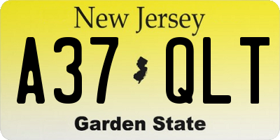 NJ license plate A37QLT