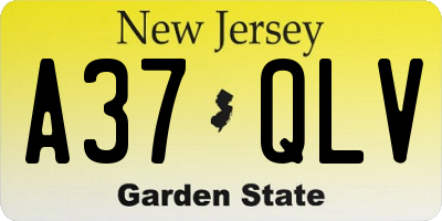NJ license plate A37QLV