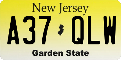 NJ license plate A37QLW
