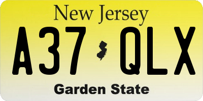 NJ license plate A37QLX