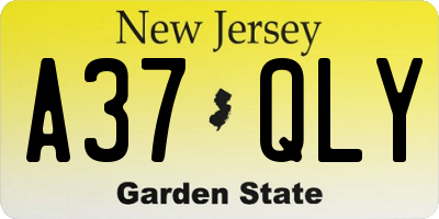 NJ license plate A37QLY