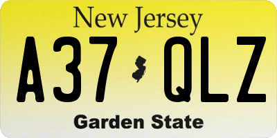 NJ license plate A37QLZ