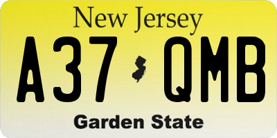 NJ license plate A37QMB