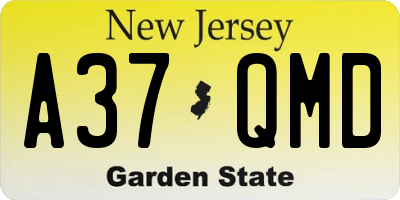 NJ license plate A37QMD