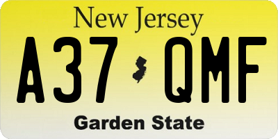 NJ license plate A37QMF