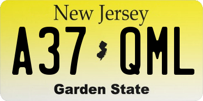 NJ license plate A37QML