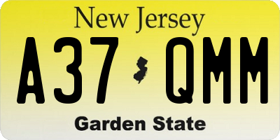 NJ license plate A37QMM