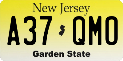 NJ license plate A37QMO