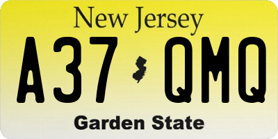 NJ license plate A37QMQ