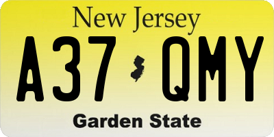 NJ license plate A37QMY