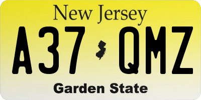 NJ license plate A37QMZ
