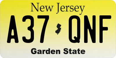 NJ license plate A37QNF