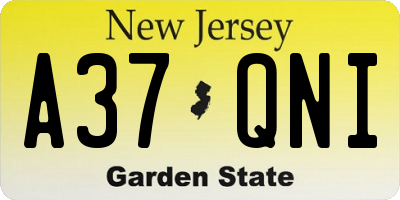NJ license plate A37QNI