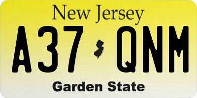 NJ license plate A37QNM