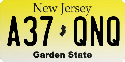 NJ license plate A37QNQ