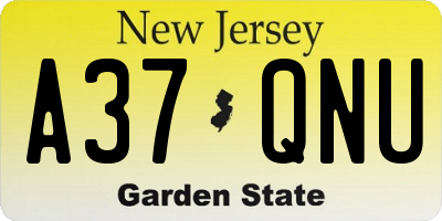 NJ license plate A37QNU