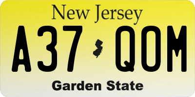 NJ license plate A37QOM