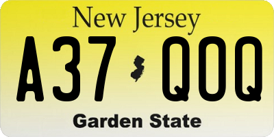 NJ license plate A37QOQ
