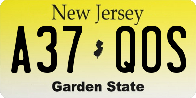 NJ license plate A37QOS
