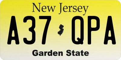 NJ license plate A37QPA