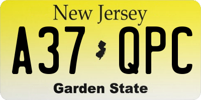 NJ license plate A37QPC