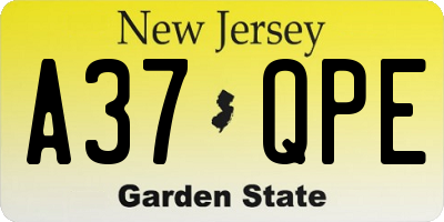 NJ license plate A37QPE