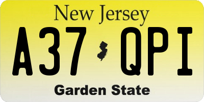 NJ license plate A37QPI