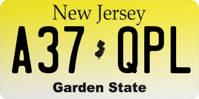NJ license plate A37QPL