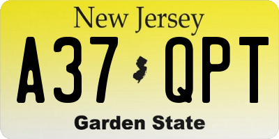NJ license plate A37QPT