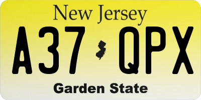NJ license plate A37QPX