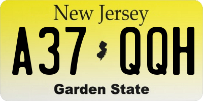 NJ license plate A37QQH