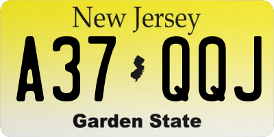 NJ license plate A37QQJ