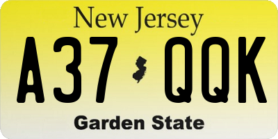 NJ license plate A37QQK