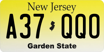 NJ license plate A37QQO