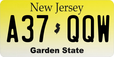 NJ license plate A37QQW