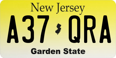 NJ license plate A37QRA