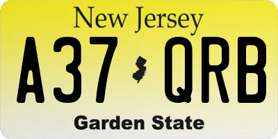 NJ license plate A37QRB