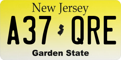 NJ license plate A37QRE