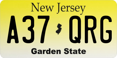 NJ license plate A37QRG