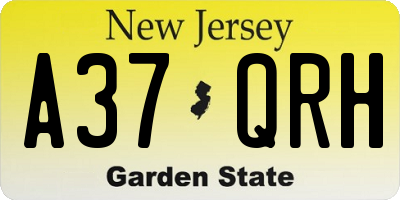 NJ license plate A37QRH