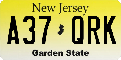 NJ license plate A37QRK