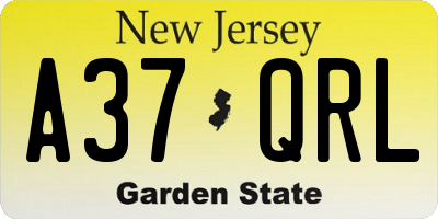 NJ license plate A37QRL