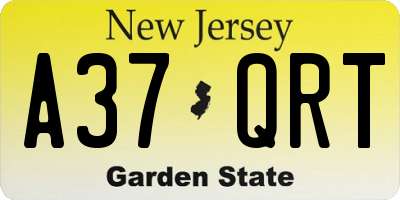 NJ license plate A37QRT