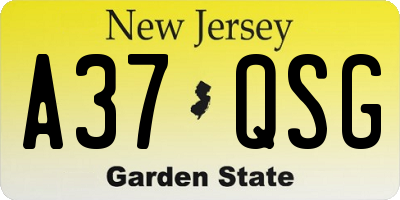NJ license plate A37QSG